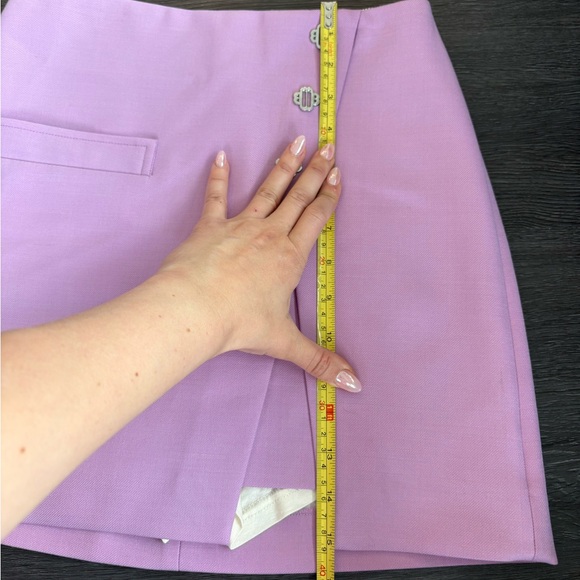 MAJE Lilac Mini Skirt Skort with Silver Button Detail NWT XS & built in shorts - Picture 12 of 14